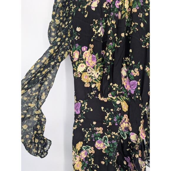 For Love & Lemons Ross Long-sleeve Midi Dress Size XS October Floral #2D455 - Picture 6 of 13